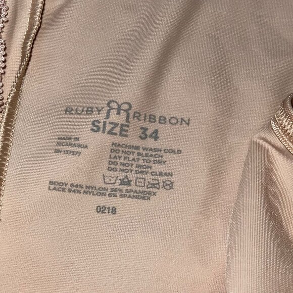 Vintage Ruby Ribbon Shapewear Lace Trim Camisole Size 34 Beige Control Top - Picture 4 of 5